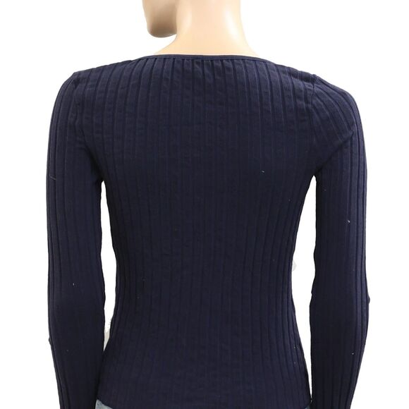 Free People Tilly Long-Sleeve Cardi Blouse Top Knit Ribbed Buttondown M 280623 - Picture 7 of 8